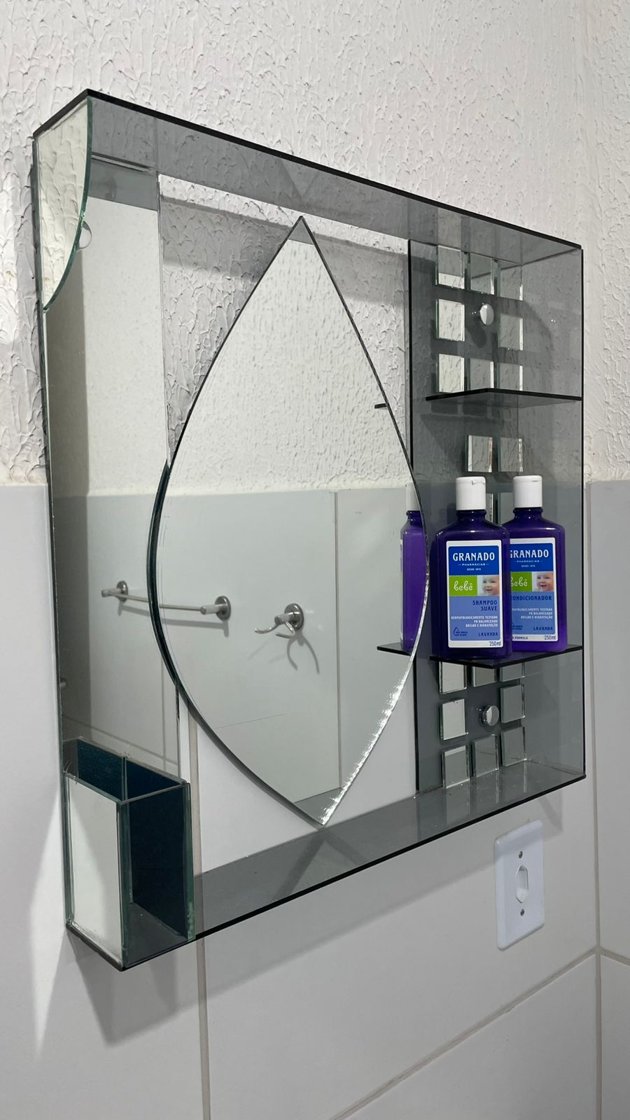 Penteadeira Trabalhada 80x56 cm Fume com espelho gota