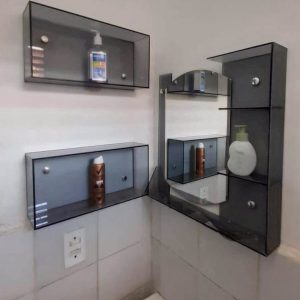 Nicho Retangular em Vidro Fume Carlos Gondim 40x22 cm