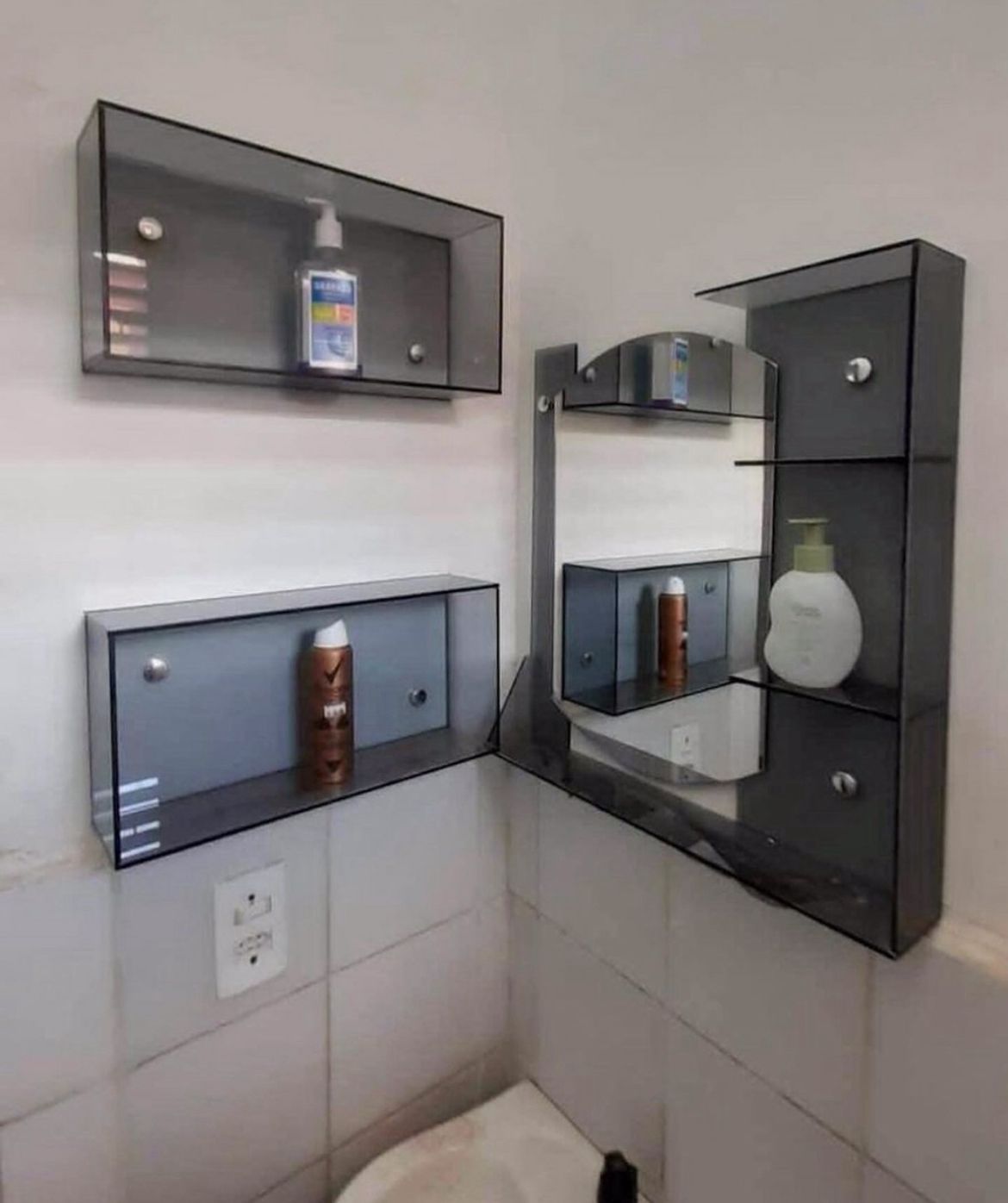 Nicho Retangular em Vidro Fume Carlos Gondim 40x22 cm